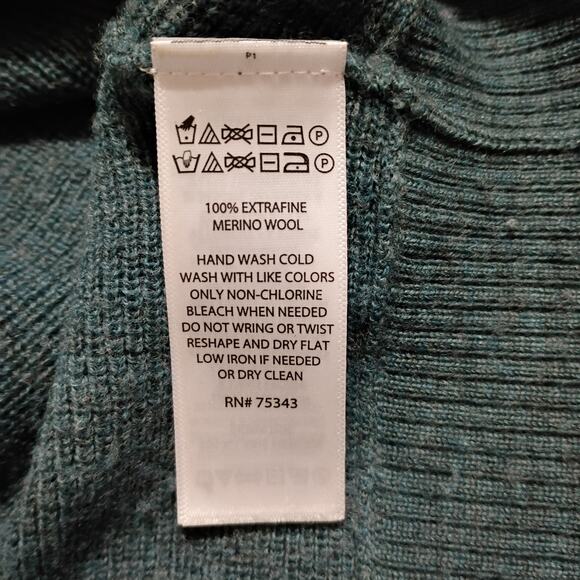 Merino Wool Small Sweater Oversized Teal Max Studio Long-Sleeved Soft Extra-Fine - Picture 9 of 9